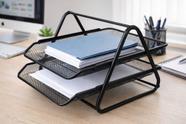 Organizador de Documentos em Tela Metálica 2 Andares - Preta Organize sua mesa de forma prática e elegante, ideal para Organizador de Documentos em Tela Metálica 2 Andares - Preta Organize sua mesa de forma prática e elegante, ideal para