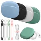Organizador de estojos de armazenamento de silicone 8 em 1 para fones de ouvido e cabos
