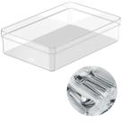 Organizador de Gaveta Modular 22x15x5cm Cesto Multiuso Casa P/ Escritório Cozinha Utensílios Transparente Removível Divisória Organização