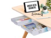 Organizador de gavetas embaixo da mesa Desk Oasis, pacote com 2 gavetas, armazenamento deslizante para canetas, cabos e acessórios de escritório com autoadesivo, sem furadeira, armazenamento oculto na mesa para escritório e casa