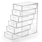 Organizador de gavetas Hipiwe Clear Plastic com 6 gavetas