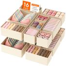 Organizador de gavetas Lifewit, pacote com 16 caixas de roupa íntima, cáqui