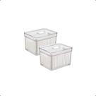 Organizador de Geladeira 3,8L Kit 4, 3, 2 ou 1 Uni com Tampa Grande Transparente Acrílico Trava Pote
