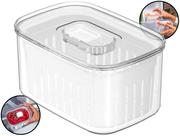 Organizador De Geladeira 650ml Para Frutas Verduras Legumes Com Cesto Escorredor Tampa Acrílico