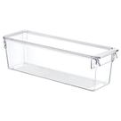 Organizador de Geladeira Multiuso Alto Tamanho P com Tampa Translucido e Puxador Frontal