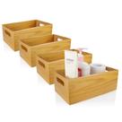Organizador de madeira, caixa aberta selecionada, 4 pacotes de 25 x 15 cm, madeira de pinho