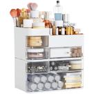 Organizador de maquiagem Cq acrílico branco com 6 gavetas de grande capacidade Organizador de maquiagem Cq acrílico branco com 6 gavetas de grande capacidade