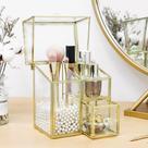 Organizador de maquiagem HKS Gold Glass Brush Holder 15x11x20cm