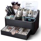 Organizador de maquiagem KINGFOM Leather com gaveta para cômoda preta