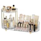 Organizador de maquiagem Lulltou Countertop Rotating W/ Storage Clear