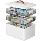 Organizador de medicamentos CTIME portátil de 3 camadas com alça de couro