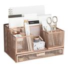 Organizador de mesa BLU MONACO Office Rose Gold com gaveta e acessórios.