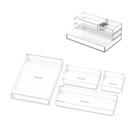 Organizador de Mesa EXPUTRAN em Acrílico Transparente Empilhável, Kit com 4 Peças