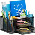 Organizador de mesa Marbrasse Mesh com 2 gavetas e 5 compartimentos