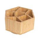 Organizador de Mesa Ninebendstreams de Bambu com Rotação 360 em Formato Hexagonal