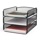 Organizador de mesa Safco Onyx, bandeja de papel de 3 camadas, malha de aço