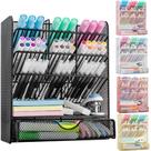 Organizador de mesa Spacrea Metal Pen Organizer com gaveta preta