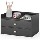 Organizador de Mesa Wisuce Essentials de Bambu com 2 Gavetas Preto
