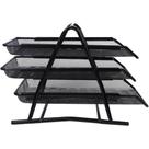 Organizador de Papéis com 3 Bandejas Preto - Escritório, Mesa, Plástico Resistente, Compacto, Multiuso
