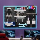 Organizador de parede Pegboard Nafenai Modular com acessórios pretos