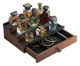Organizador de perfume TIRYIUOU Suporte de colônia de madeira de 3 camadas