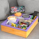 Organizador de sofá Caddy RGBDOT, bandeja de bambu de silicone, roxa