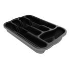 Organizador de Talheres Preto 37 x 25,5 x 6 cm com Tampa e Trava Compacto e eficiente - UninJet