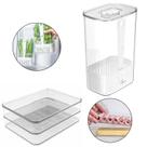 Organizador de Temperos OU 2,3L Porta Frios Duplo OU Clear Fresh Geladeira Kit 2 itens