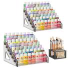Organizador de tinta transparente Caddy YEXEXINM de 7 camadas cinza com suporte de pincel