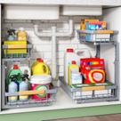 Organizador deslizante de 2 níveis para embaixo da pia Kitstorack 30 x 40 cm Organizador deslizante de 2 níveis para embaixo da pia Kitstorack 30 x 40 cm