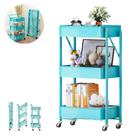 Organizador Dobrável Multiuso 3 Prateleiras Metal Cor Azul