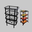 Organizador Fruteira De Cozinha Vertical Preto 4 Bandejas Com Rodinhas Organizador Fruteira De Cozinha Vertical Preto 4 Bandejas Com Rodinhas