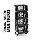 Organizador Fruteira Preto Multiuso Empilhável c/ Rodinhas