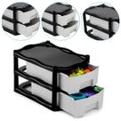 Organizador Gaveteiro Retang. Medio C/ 2 Gavetas Cor Preto Ref: 834 INJEPLASTEC