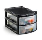 Organizador Gaveteiro Retangular 2 Andares Gavetas Transparente Preto 28x18,5x17,5cm Injeplastec