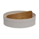 Organizador Giratório Alto com Divisória em Bambu Bege Fechado 8x25,5x25,5cm OGB3100BGF - Ou