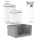 Organizador Lavanderia Dispenser Sabão Borrifador Cesto Kit 4 peças OU