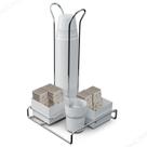 Organizador Mesa de Cafe Chá Aramado, Porta Sachê, Adoçante, Mexedor e Copo Descartável 50/80ml