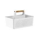 Organizador Multiuso 8L Branco com Alça Bambu
