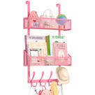 Organizador Over The Door Hooks Kaiferty Coat Rack rosa de 3 camadas