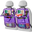 Organizador para Assento Traseiro de Carro LUCMO com Suporte para Tablet - 2 Peças, 6 Bolsos de Armazenamento, Organizador com Bandeja Dobrável, Protetores contra Chutes, Acessórios para Viagem - Roxo Escuro