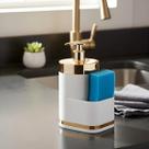 Organizador pia cozinha porta detergente esponja branco dourado Future 1254BCD