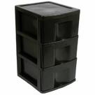 Organizador plástico com 3 gavetas - GV14P (Preto)