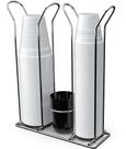 Organizador Porta Copos Descartável Aço Cromado 2 Compartimentos 80/200ML