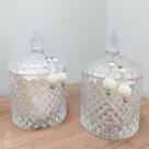 Organizador Porta Cotonete Algodão Porta Joias Decoração Mesa Posta Cantinho Café Presente-Açucareiro-Pote Multiuso-Cristal e Prata