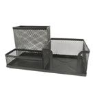 Organizador Porta Lápis, Caneta, Clips e Bloco de Recados Metal Aramado Preto