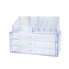 Organizador Porta Maquiagem Acrilico Duplo Batom Pincel 3 Gavetas