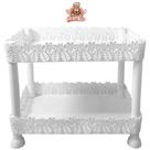Organizador prateleira dupla de plastico retangular branco 26x23x16,5cm