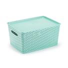 Organizador Rattan Grande Cesto Verde C/ Tampa Multiuso 36CM