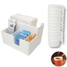 Organizador Sachês De Mesa Guardanapos Açúcar Mexedor E 12 Porta Copos Descartável 50/80ml Branco